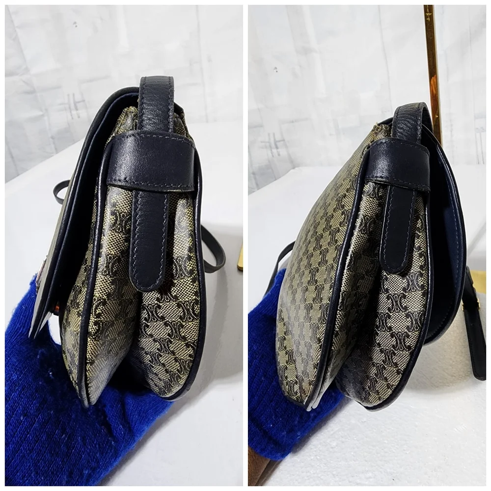 CELINE Macadam Crossbody Bag Navy Blue/Beige
